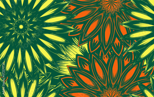 Flowers. Seamless floral background. Tracery handmade nature ethnic fabric backdrop pattern. Textile design texture. Decorative color art. Vector