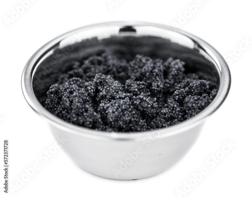 Black Caviar on transparent background (selective focus; close-up shot)