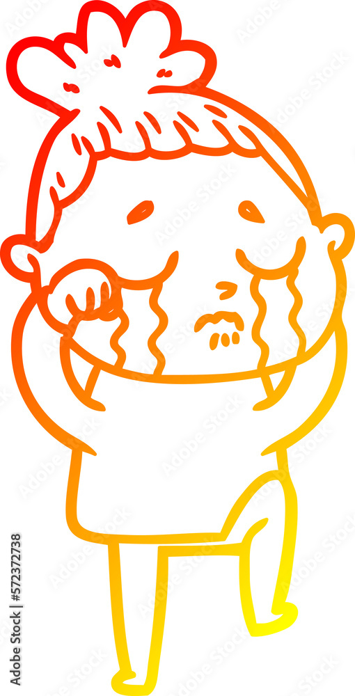 warm gradient line drawing cartoon crying woman warm gradient line drawing cartoon crying woman