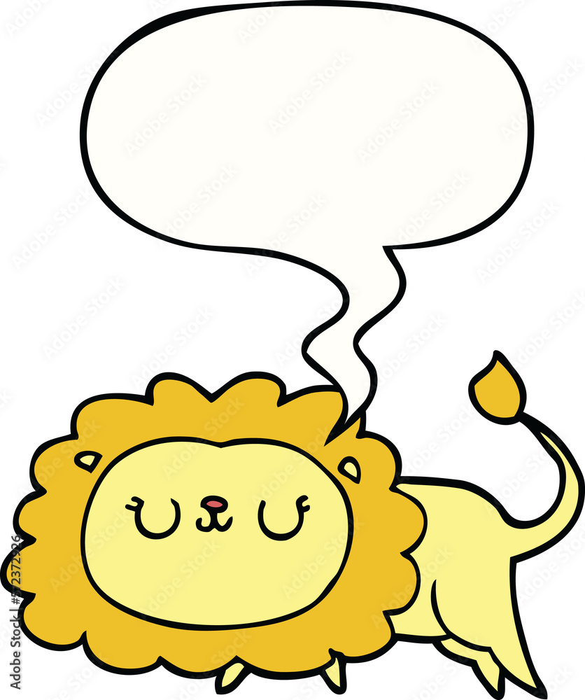 cartoon lion and speech bubble cartoon lion and speech bubble