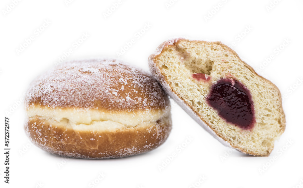 Fresh made Berliner (transparent background, selective focus)