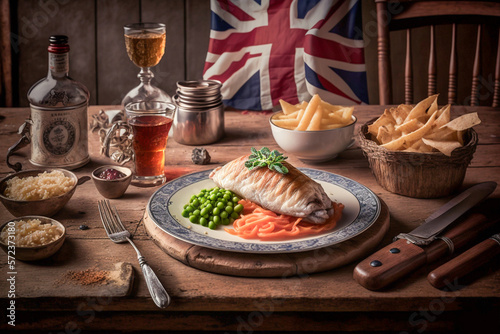 British cousine typical dishes background, generative ai
