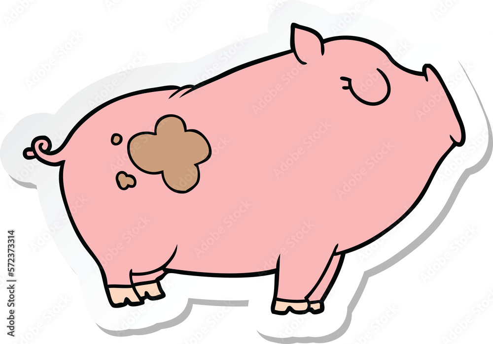 sticker of a cartoon pig sticker of a cartoon pig