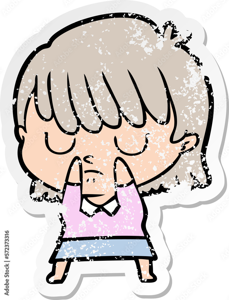 Fototapeta premium distressed sticker of a cartoon woman