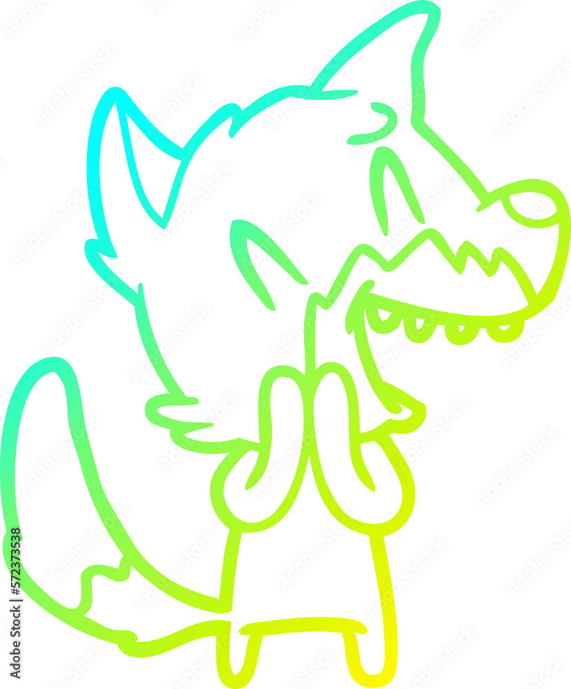 cold gradient line drawing laughing fox cartoon cold gradient line drawing laughing fox cartoon