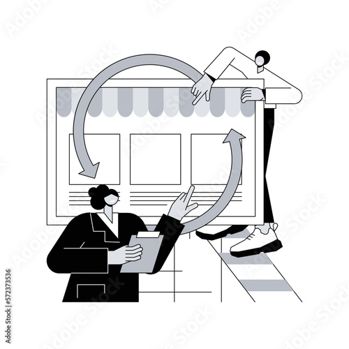 Drop servicing abstract concept vector illustration. Third party servicing, outsource business model, service arbitrage, finding clients, drop shipping, digital marketing trend abstract metaphor.