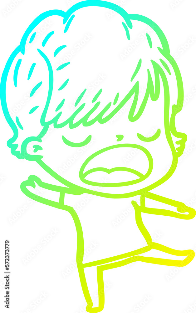 cold gradient line drawing cartoon woman talking cold gradient line drawing cartoon woman talking