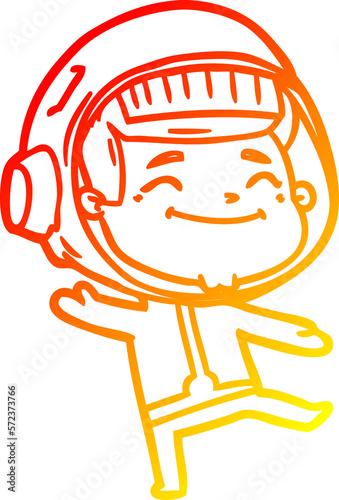 warm gradient line drawing happy cartoon astronaut