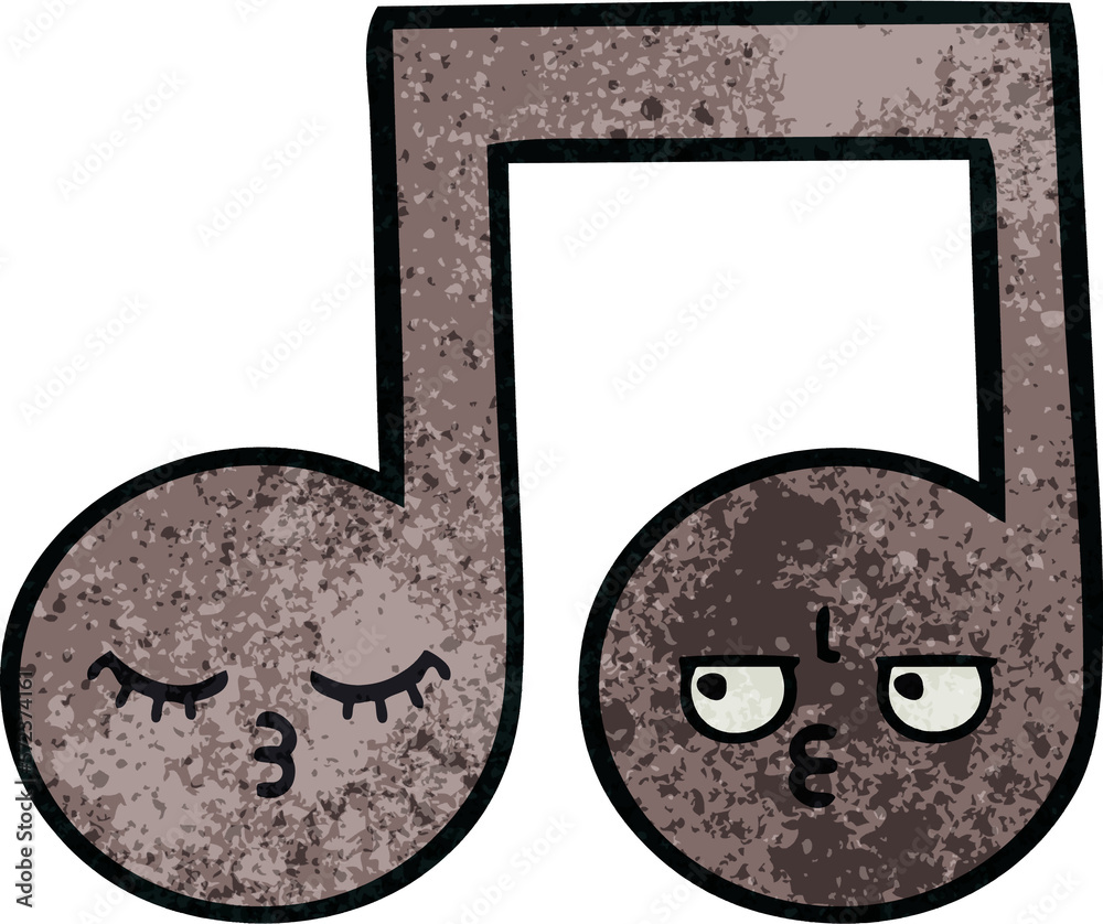 retro grunge texture cartoon musical note retro grunge texture cartoon musical note
