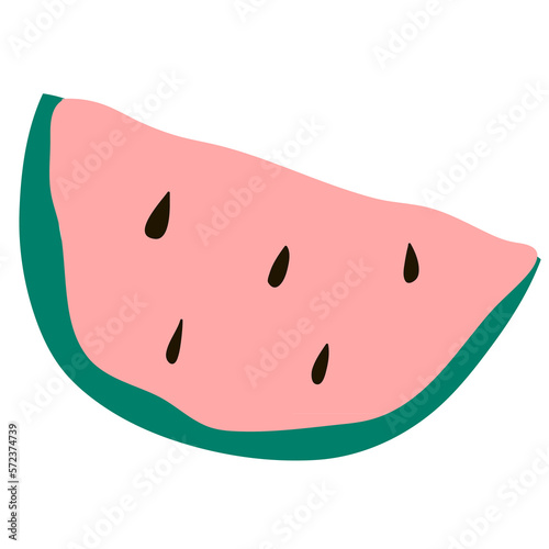 Cute Abstract Watermelon. Kids Drawing Illustration. Hand Drawn Summer Icon on Transparent Background 