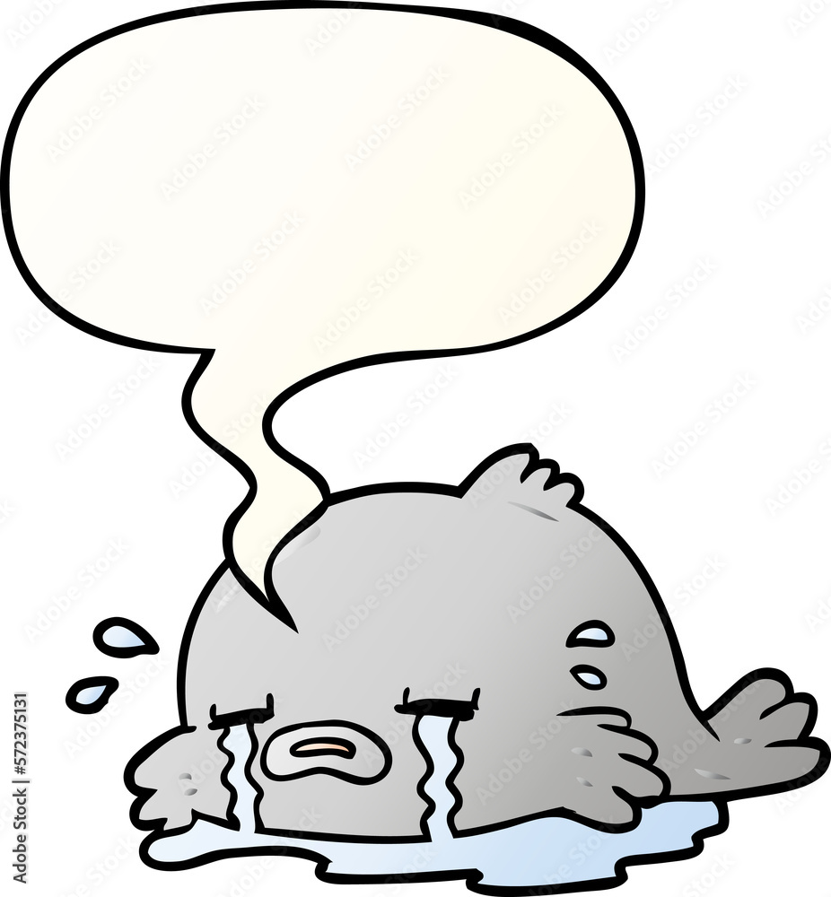 cartoon crying fish and speech bubble in smooth gradient style cartoon crying fish and speech bubble in smooth gradient style