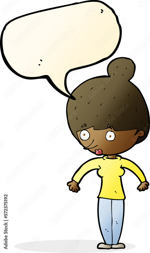 cartoon woman staring with speech bubble cartoon woman staring with speech bubble