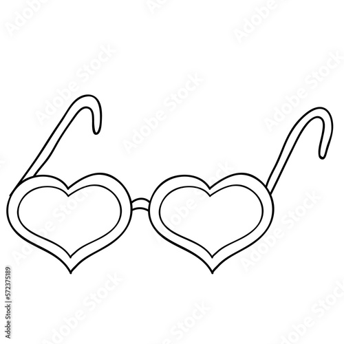 Heart Glasses Isolated Icon. Outline Love Doodle Eyeglasses