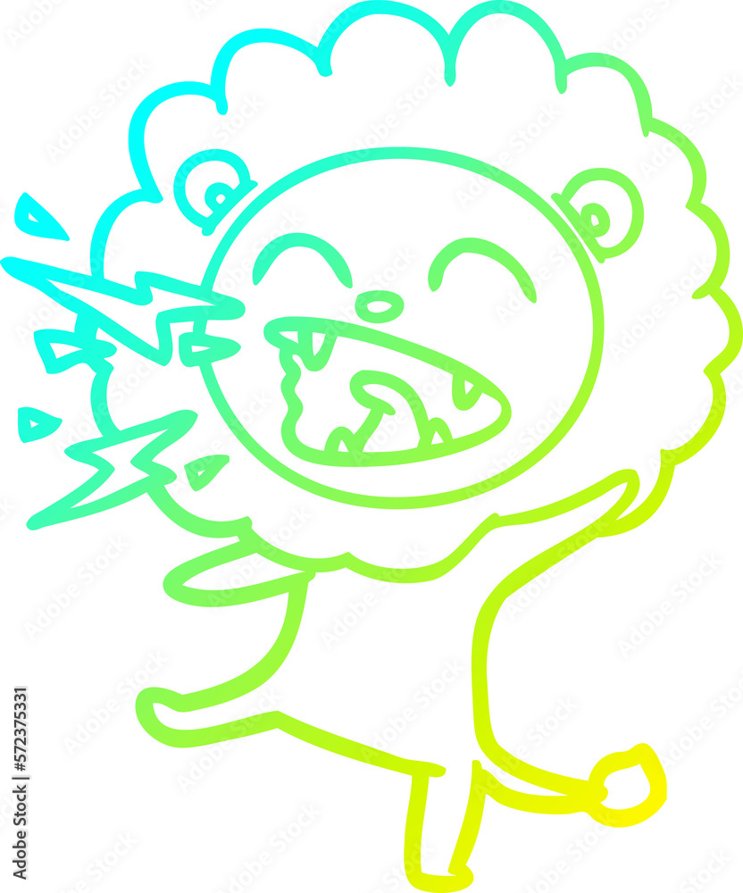 cold gradient line drawing cartoon roaring lion cold gradient line drawing cartoon roaring lion