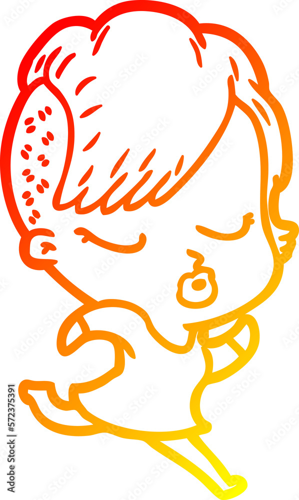 warm gradient line drawing cartoon pretty hipster girl warm gradient line drawing cartoon pretty hipster girl