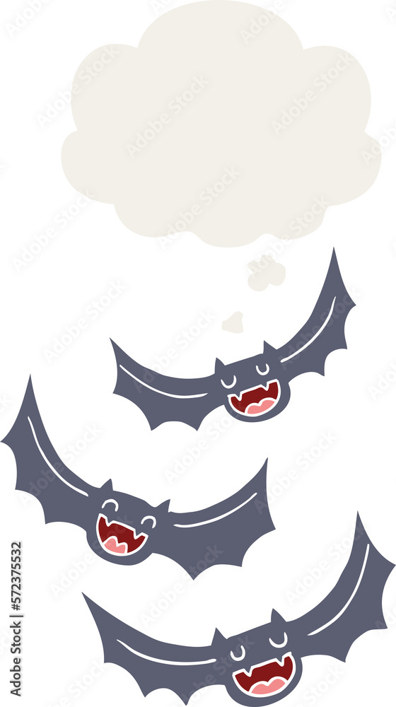cartoon vampire bats and thought bubble in retro style cartoon vampire bats and thought bubble in retro style