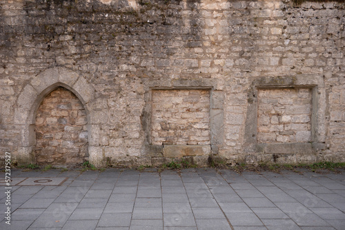 Altstadt Mauer mit verschiedenen geometrischen Formen in Rothenburg ob der Tauber  Deutschland  Bayern