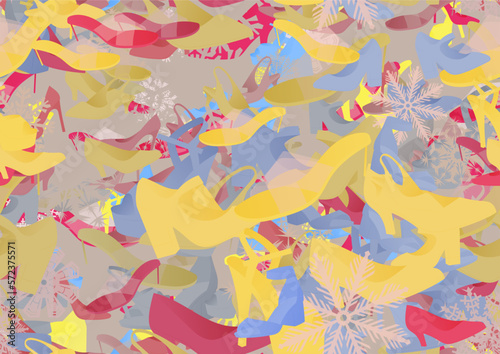 Background pattern abstract design texture. Seamless. Theme is about , merry, pumps, shoe shop, december, nature, platform heels, slingback shoes, glamour, lace, organic, flip-flops, season