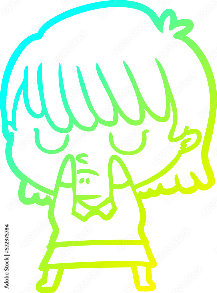 cold gradient line drawing cartoon woman cold gradient line drawing cartoon woman