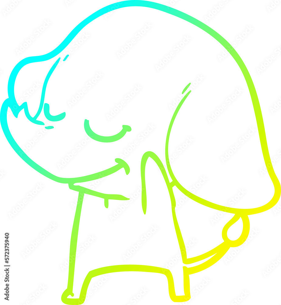 cold gradient line drawing cartoon smiling elephant cold gradient line drawing cartoon smiling elephant