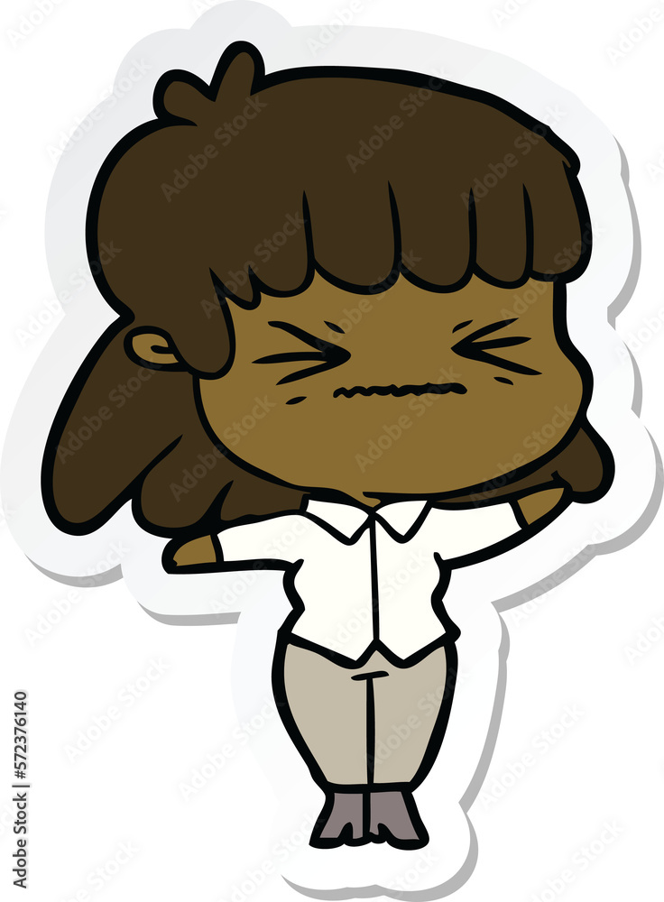 sticker of a cartoon woman sticker of a cartoon woman