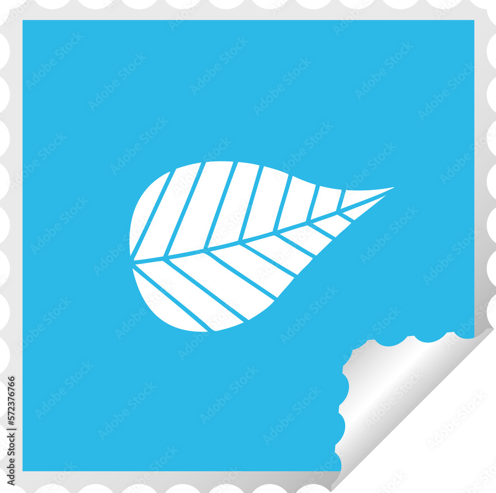 Fototapeta premium square peeling sticker cartoon green leaf