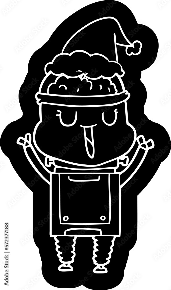 happy cartoon icon of a robot wearing santa hat