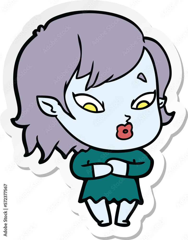 sticker of a cute cartoon vampire girl sticker of a cute cartoon vampire girl