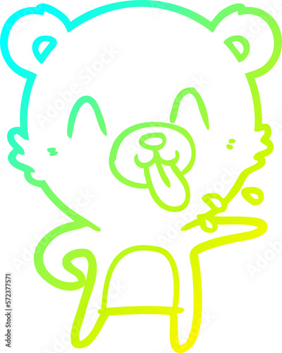 cold gradient line drawing rude cartoon polar bear sticking out tongue
