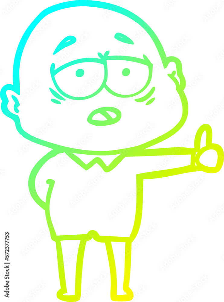 cold gradient line drawing cartoon tired bald man cold gradient line drawing cartoon tired bald man