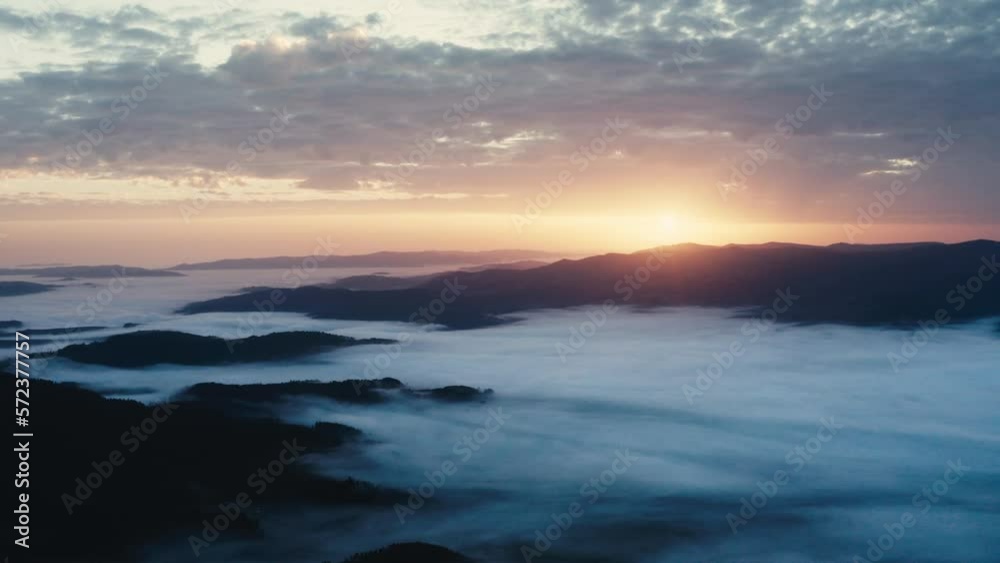 Mountain aerial, epic view. Aerial view of mountain landscape with morning fog, Tatra high mountains in the sunny morning after sunrise. Drone footage of misty forest and magical alpine scenery Mountain aerial, epic view. Aerial view of mountain landscape with morning fog, Tatra high mountains in the sunny morning after sunrise. Drone footage of misty forest and magical alpine scenery