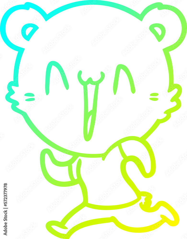cold gradient line drawing running bear cartoon cold gradient line drawing running bear cartoon
