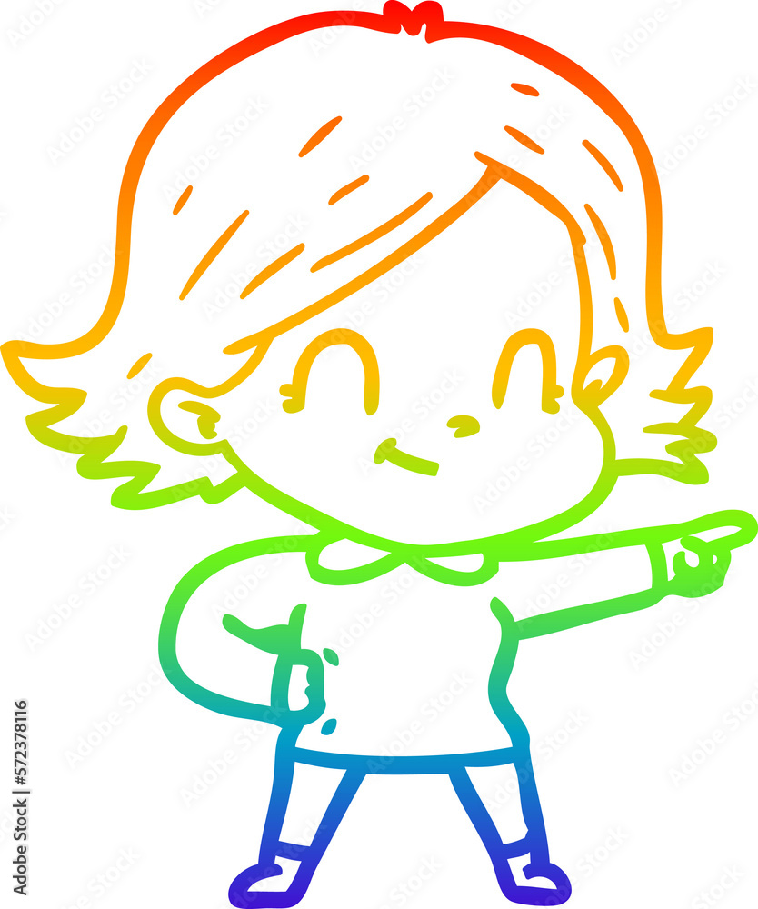 rainbow gradient line drawing cartoon friendly girl rainbow gradient line drawing cartoon friendly girl