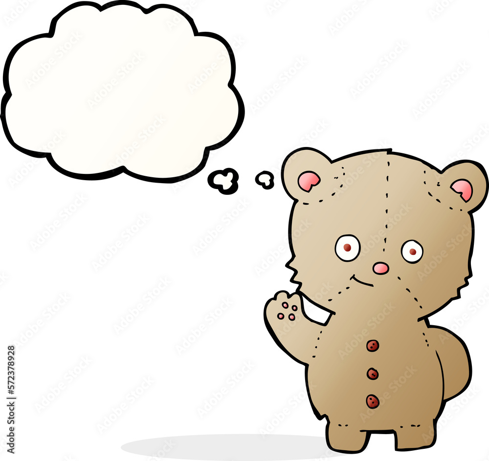 cartoon teddy bear waving with thought bubble cartoon teddy bear waving with thought bubble