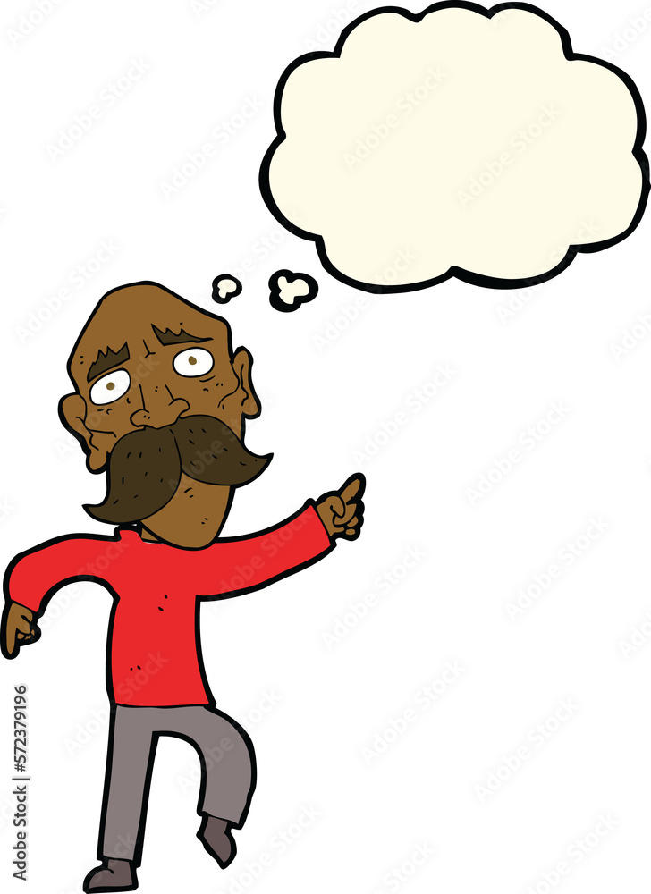cartoon sad old man pointing with thought bubble cartoon sad old man pointing with thought bubble