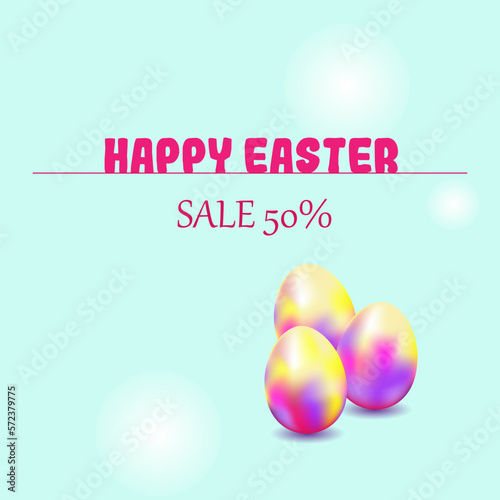 Happy easter square banner for web advertise of easter egg hunt, vector design