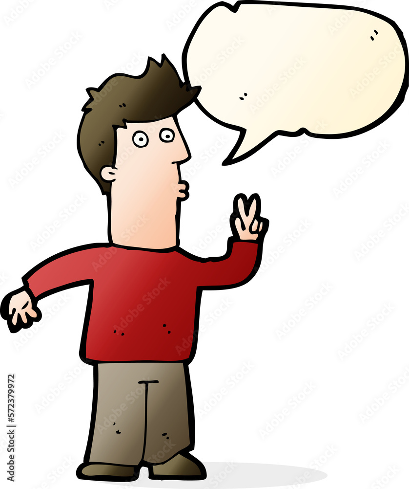 cartoon man signaling with hand with speech bubble cartoon man signaling with hand with speech bubble