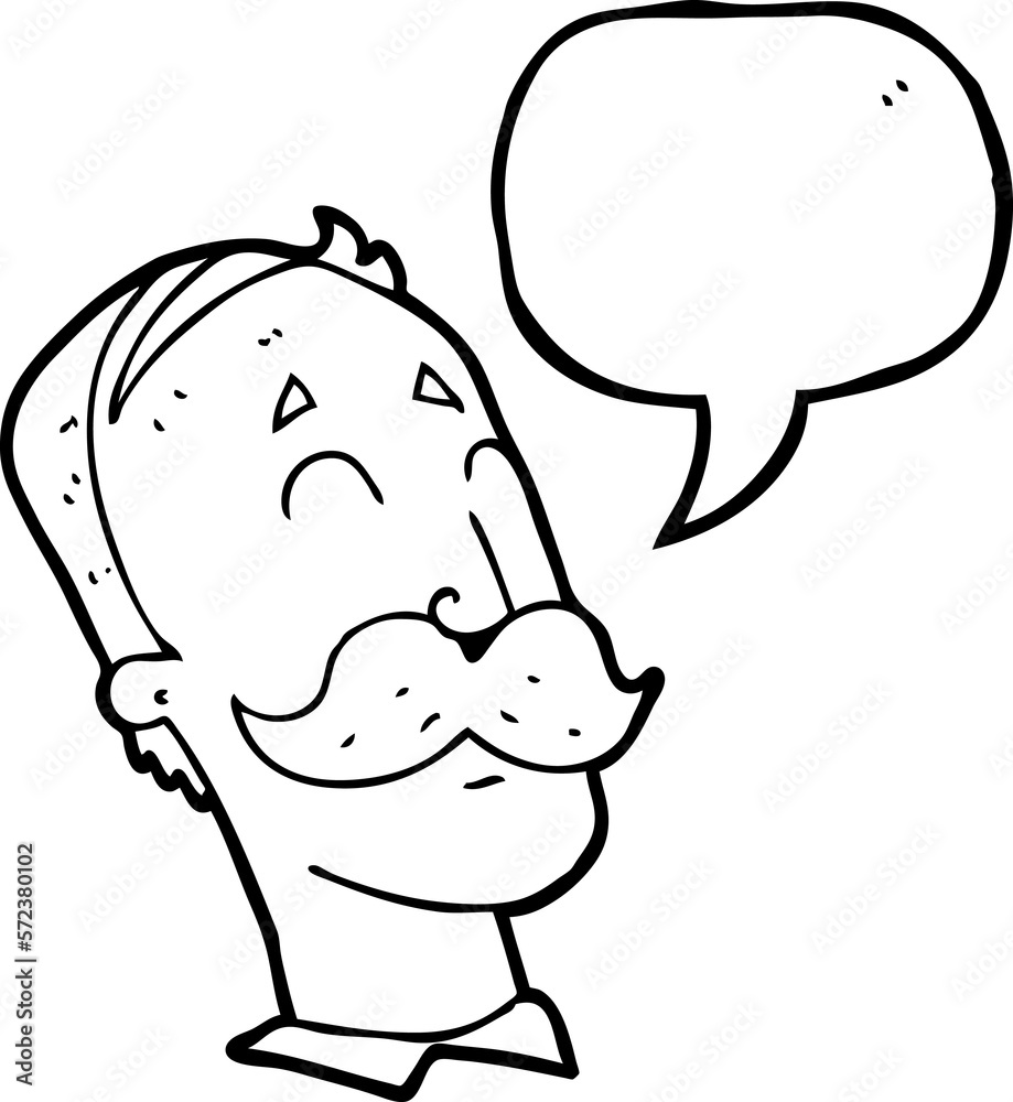 speech bubble cartoon ageing man with mustache speech bubble cartoon ageing man with mustache