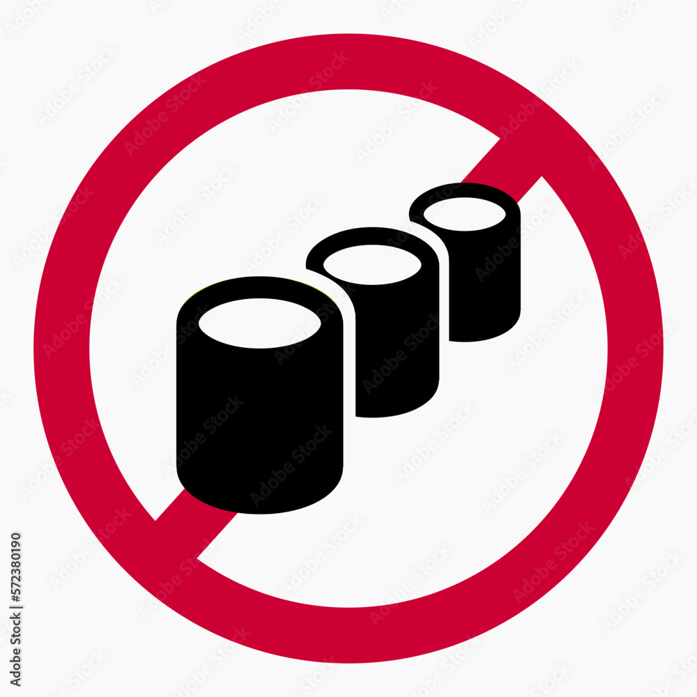 Cisterns ban icon. Do not use barrels. Oil refinery ban illustration. Vector icon.