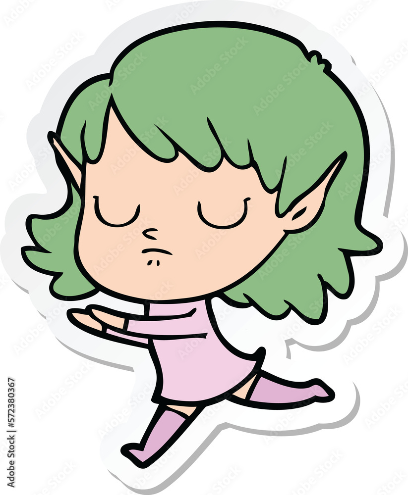 sticker of a cartoon elf girl sticker of a cartoon elf girl