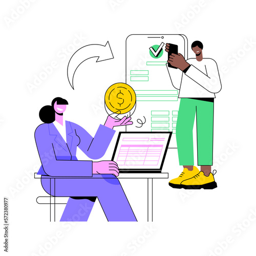 Payroll processing isolated cartoon vector illustrations. Man using software to automate business processes, IT technology, data transfer, machine learning, receive payment vector cartoon.