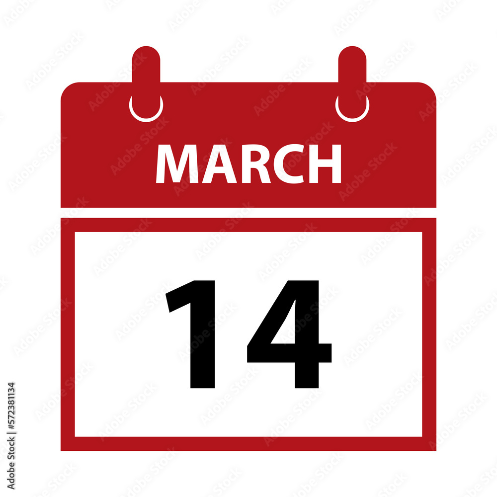 March 14. Vector flat daily calendar icon. Date and time, day, month for birthday, anniversary, appointment, remainder or event. Holiday. International Day of Action for Rivers, Pi Day. March 14. Vector flat daily calendar icon. Date and time, day, month for birthday, anniversary, appointment, remainder or event. Holiday. International Day of Action for Rivers, Pi Day.