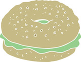 flat color illustration of a cartoon bagel