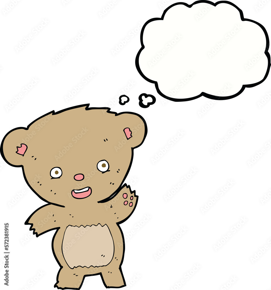 cartoon waving teddy bear with thought bubble cartoon waving teddy bear with thought bubble