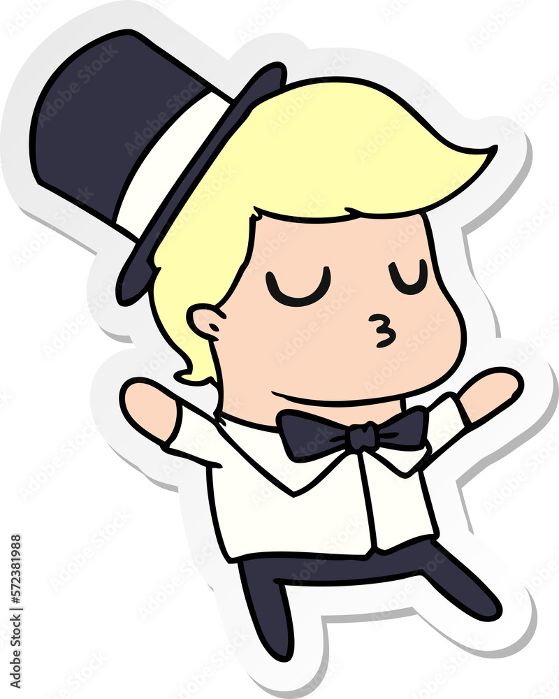 sticker cartoon of kawaii cute prom boy sticker cartoon of kawaii cute prom boy