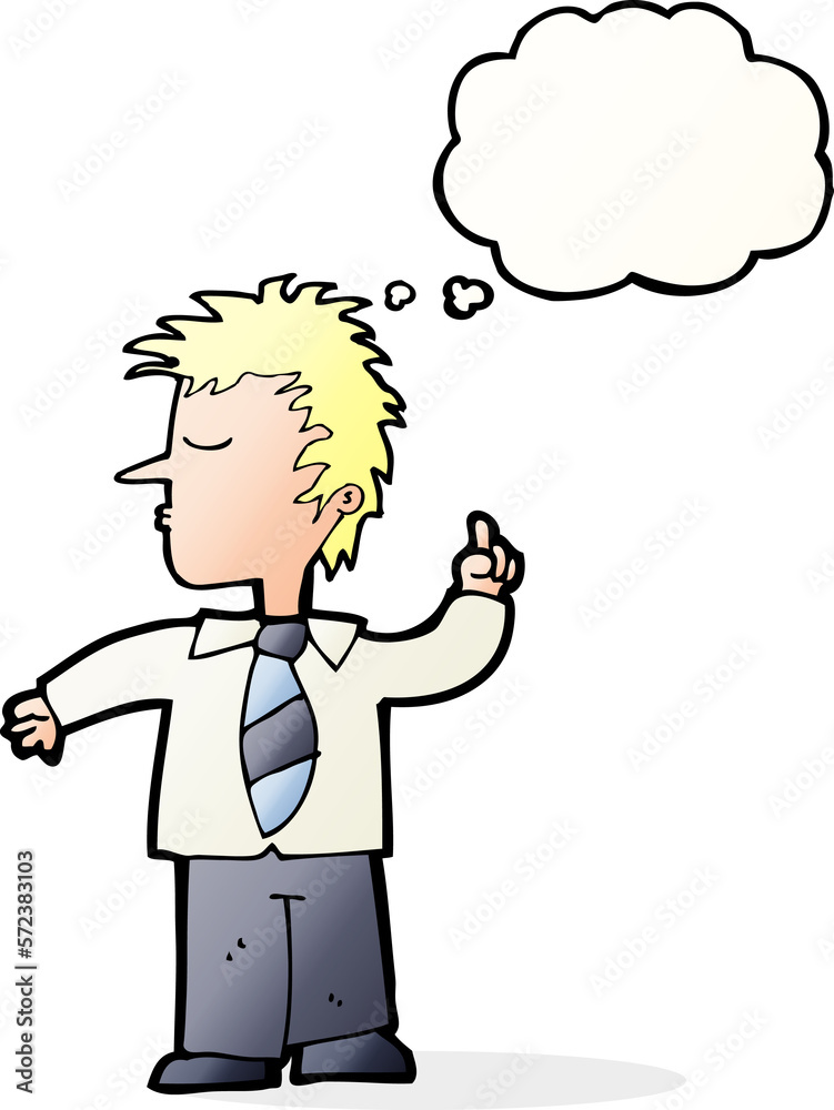 cartoon man making his point with thought bubble cartoon man making his point with thought bubble