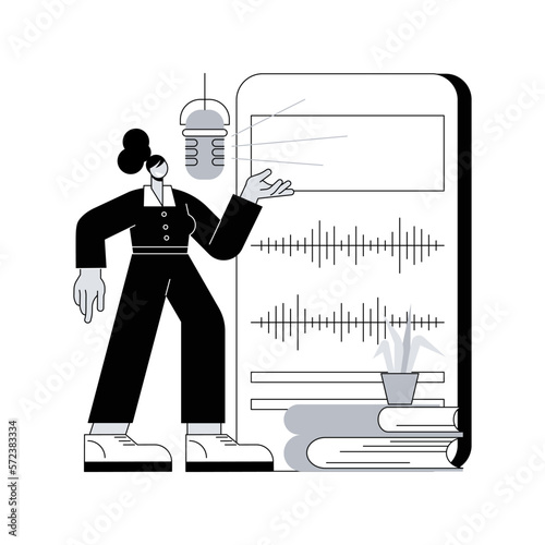 Voice and speech training abstract concept vector illustration. Speech coach, voice improvement for business, vocal exercise, sound wave, talk and discussion, communication abstract metaphor.