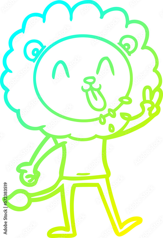 cold gradient line drawing happy cartoon lion cold gradient line drawing happy cartoon lion