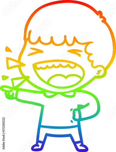 rainbow gradient line drawing cartoon laughing man