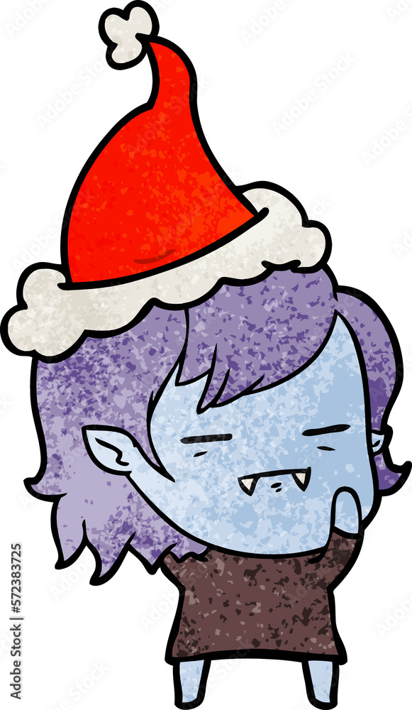 textured cartoon of a undead vampire girl wearing santa hat textured cartoon of a undead vampire girl wearing santa hat